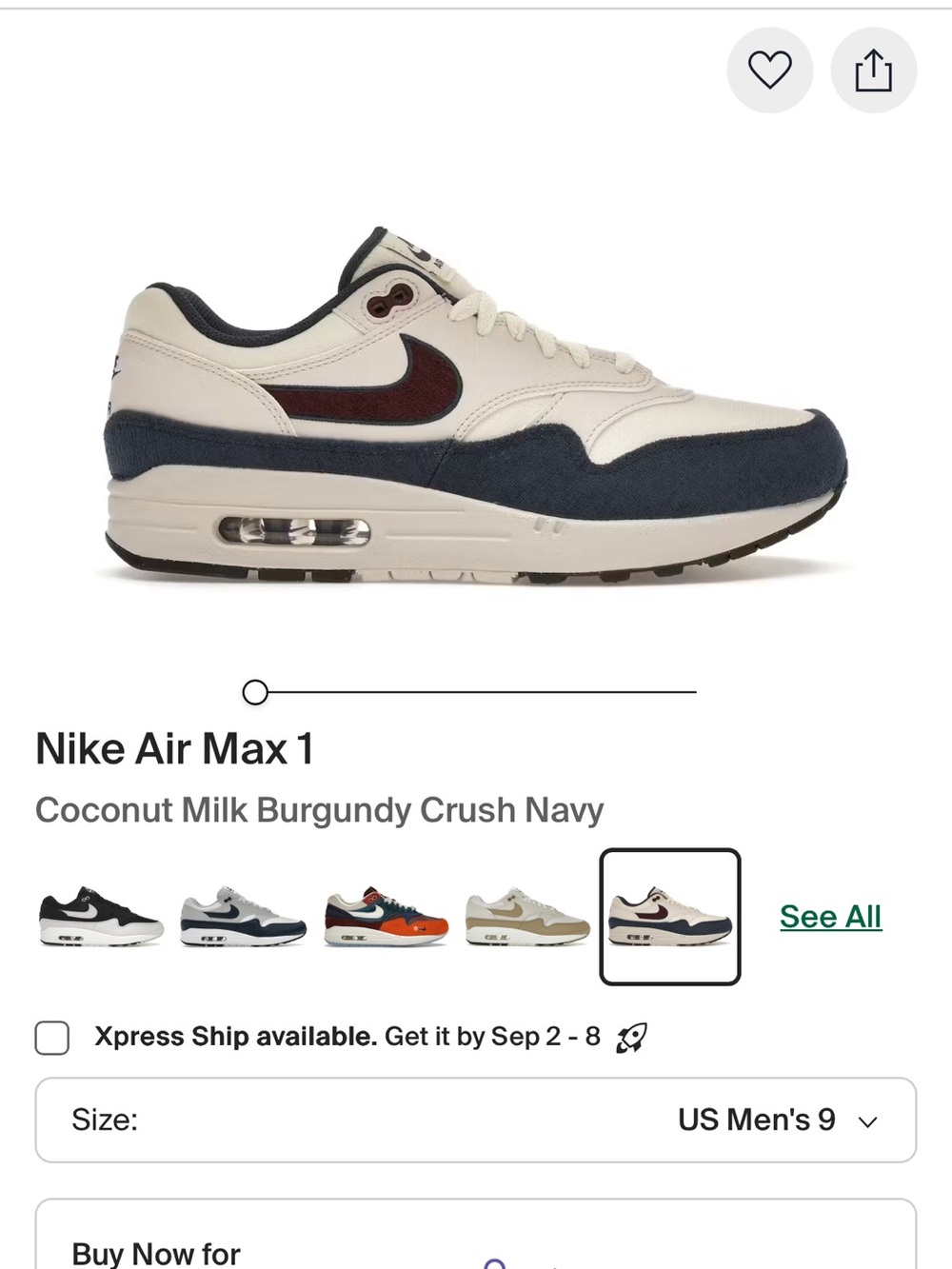 Nike men’s Cream, Navy & Burgundy Nike air max